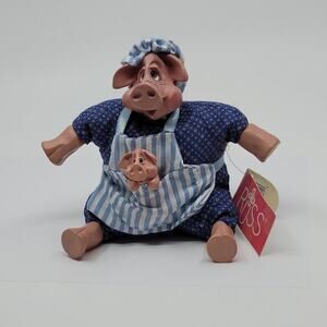 Russ Berrie K Kelly #2641 Country Pigletta mother pig w baby